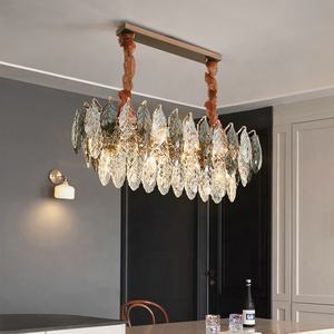 Lámpara <span class=keywords><strong>de</strong></span> techo <span class=keywords><strong>de</strong></span> lujo para escaleras, candelabro <span class=keywords><strong>de</strong></span> cristal K9 <span class=keywords><strong>de</strong></span> hierro con forma <span class=keywords><strong>de</strong></span> hoja negra rectangular, larga, clásica, moderna, para vestíbulo <span class=keywords><strong>de</strong></span> hotel - Product Image 1