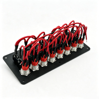 Panneau en aluminium 4/6/8 modules avec interrupteur à bouton-poussoir 19 mm, LED bleue, fusibles automatiques et disjoncteur intégré
