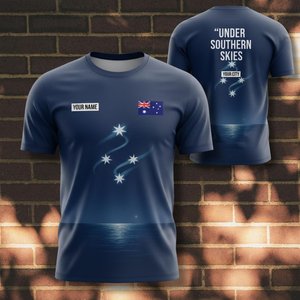 T-shirt personnalisé avec nom pour la Journée de l'Australie, drapeau australien, nuit étoilée, galaxie, croix du sud, 26 janvier - Product Image 1