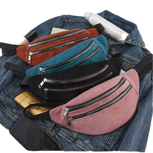 Riñonera de pana impermeable para mujer con logotipo personalizado, para deportes al aire libre, con cremallera y letras, para llevar cruzada o al cintura - Product Image 1
