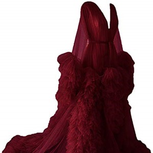 <span class=keywords><strong>Robe</strong></span> longue <span class=keywords><strong>de</strong></span> soirée formelle en tulle à volants superposés pour femme, col en V, ceinturée, transparente, en maille <span class=keywords><strong>et</strong></span> dentelle, Sehe Fashion - Product Image 3