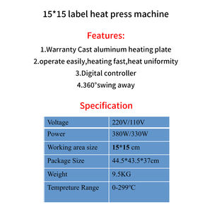 Máquina de Prensa de Calor de 15*15cm para Camisetas, Combo 5 en 1, Prensa de Calor Digital LCD con Brazo Giratorio, Impresora de Sublimación por Transferencia de Calor - Product Image 2