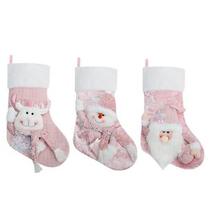 Chaussette <span class=keywords><strong>de</strong></span> Noël en tissu à paillettes rose en gros, motif à carreaux, sac cadeau pour enfants, idée cadeau pour le Nouvel An - Product Image 5