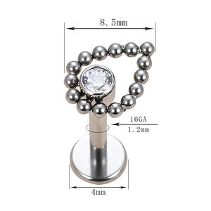 ASTM F136 titanio internamente roscado forma de lágrima bolas racimo con CZ bisel conjunto centavo tachuelas nariz oreja anillo cuerpo joyería - Product Image 2