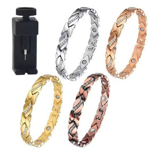 Magnetic <b>Bracelet</b> Rhinestone Inlay <b>Copper</b> Alloy Fashion Bangle Gift Jewelry Multi Color Option - Product Image 1