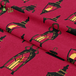 Hot Selling Ramadan Style <strong>Red</strong> Background &amp; Lamp <strong>Pattern</strong> Printed Fabric 100% Cotton Fabric for Garment - Product Image 3