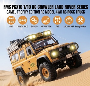 FMS FCX10 Camel Trophy 1/10 <span class=keywords><strong>Land</strong></span> <span class=keywords><strong>Rover</strong></span> <span class=keywords><strong>Defender</strong></span> <span class=keywords><strong>90</strong></span> <span class=keywords><strong>RC</strong></span> Crawler 4WD con Ejes de Portal, Amortiguadores de Aceite, Carrocería Rígida, Modelo Licenciado, RTR - Product Image 1