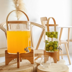 Distributeur <span class=keywords><strong>de</strong></span> boissons en verre très populaire avec support et poignée en bois, grande capacité, avec robinet pour brassage <span class=keywords><strong>maison</strong></span> - Product Image 5