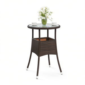 Outdoor Patio <b>Table</b> 23.6"x29.5" Tempered Glass Poly Rattan Contemporary Design - Product Image 1