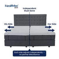 Sommier de lit électrique intelligent réglable double, séparé en deux parties, King/Queen, télécommande, zéro gravité, pour soins aux seniors