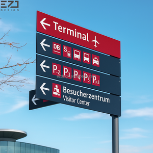 Servicios de ventanilla única Sistema de nombre del aeropuerto Señalización de señalización Wayfinding exterior/interior Señales direccionales Guía Plyon Sign - Product Image 1