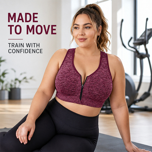 Soutien-gorge de sport pour femme avec fermeture éclair avant, sans armatures, maintien élevé, effet liftant et sculptant, extensible, pour la course, la gym et le yoga - Product Image 3