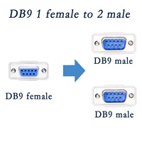 Cable Divisor en Y DB9 de 30 cm, DB9 de 9 Pines, 1 Hembra a 2 Machos, Adaptador Divisor Serial RS232, Cable Recto