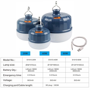 Bombilla LED de Emergencia de 20W, Lámpara LED para Puestos de Calle, Mercado Nocturno, Camping al Aire Libre, Iluminación Inalámbrica Recargable - Product Image 2
