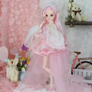 Merah Muda Yang Indah Gadis Boneka Bjd 18 Sendi Tubuh Plastik Abs Bjd Boneka 30Cm untuk Grosir