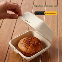 Boîte à gâteau en pulpe de canne à sucre jetable, biodégradable, compatible micro-ondes, minimaliste, pour beurre, riz, gâteau, à emporter, bento, pulpe, burger, croissant