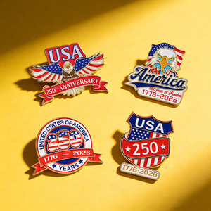 Broche de Metal Clássico Patriótico EUA 250º Aniversário 1776-2026 com Padrão de Águia e Bandeira Americana para Presentes de Joalheria - Product Image 2