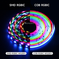 Ruban LED COB RVBIC 10 mm 24 V 420 LED/m IP20 5 m/rouleau avec profil en cuivre, coloré, avec contrôle Wi-Fi et application