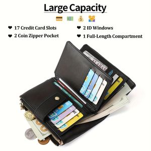 Cartera Corta de Piel Sintética PU para <span class=keywords><strong>Mujer</strong></span>, Estilo Moderno, con Cierre, Antirrobo, para Tarjetas y Monedas, Forro de Poliéster - Product Image 2