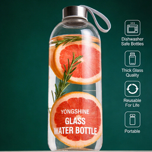 YONGSHINE Bottiglia d'<span class=keywords><strong>Acqua</strong></span> <span class=keywords><strong>in</strong></span> <span class=keywords><strong>Vetro</strong></span> Riutilizzabile 500ml 750ml 1000ml 18oz, <span class=keywords><strong>Vetro</strong></span> Soda-Lime con Coperchio, Logo Personalizzato per Viaggi e Succhi - Product Image 1