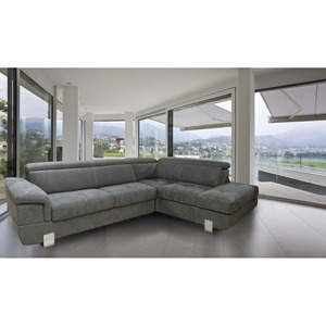 Canapé d'angle EUREKA pour salon, en tissu gris foncé - Product Image 1
