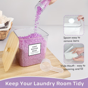 Contenitore Trasparente per Lavanderia con Coperchio in Bambù, Organizzatore in Plastica per <span class=keywords><strong>Detersivi</strong></span>, per Uso Domestico - Product Image 6