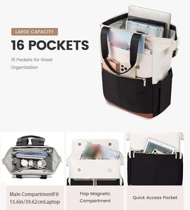 Ensemble de 2 sacs à dos de voyage à ouverture large avec trousse de toilette, 16 poches, résistant à l'eau, pour ordinateur portable 15,6 pouces, sac à dos de voyage d'affaires - Product Image 2