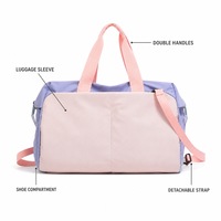Sac de sport unisexe en polyester avec compartiment sec/humide, compartiment à chaussures, pochette pour bagage et sangle détachable, 20-35L