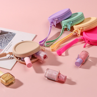 Porte-monnaie mini portable tendance en silicone avec fermeture éclair, pochette de rangement étanche, sac à main avec dragonne