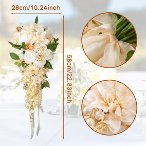 Bouquet de mariée en <span class=keywords><strong>cascade</strong></span> en forme de larme avec fleurs mélangées, fleur artificielle en <span class=keywords><strong>cascade</strong></span> pour cérémonie de mariage et séance photo - Product Image 2