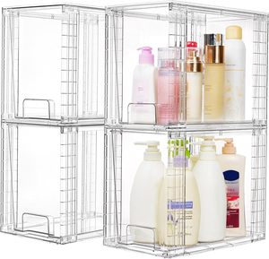Boîte de rangement empilable de 12 pouces, organisateur de tiroir détachable en plastique transparent pour bureau et armoire - Product Image 4