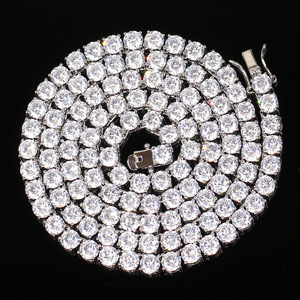 Chaîne Tennis Classique de Luxe en Laiton Pavé de Zircons AAAAA CZ de 3mm-5mm de Haute Qualité pour Hommes et Femmes - Product Image 5