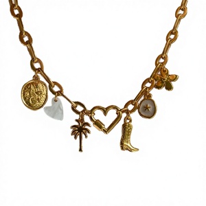 Colgante de Acero Inoxidable 316L de Alta Calidad con Circonita, Chapado en Oro de 18K, con Forma de Estrella y Corazón, para Fiesta, Regalo para Mujer - Product Image 3