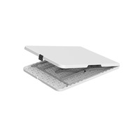 Table pliante LuckyOCT 6FT blanche, table en plastique portable avec poignée de transport, structure en acier avec verrouillage pour événements, camping, utilisation en extérieur