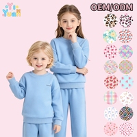 Ensemble de survêtement minimaliste attrayant pour filles, bleu clair uni, sweat-shirt à col rond à manches longues, pantalon de jogging à taille élastique