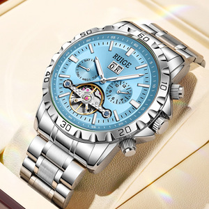Montres mécaniques pour hommes à la mode, étanches, bracelet en acier inoxydable, montre homme tourbillon multifonctionnelle - Product Image 6