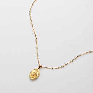 Kalung Koin Salib Kristen Bunda Maria YF3689 Perhiasan Katolik Lapis Emas 18K Bahan Baja Tahan Karat - Product Image 2