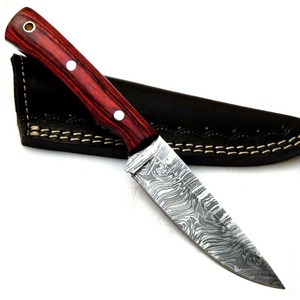 Sizzco fait à la main en acier damas lame fixe chasse Camping Skinner couteau personnalisable OEM avec manche en bois dur - Product Image 1