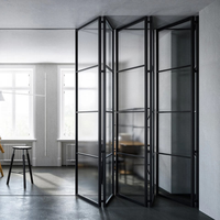Venta al por mayor de fábrica: Puerta plegable doble panorámica de aleación de aluminio, ligera, impermeable, insonorizada y resistente al fuego, hecha a medida.