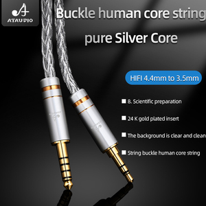 HIFI Pure Silver 4,4mm Balance a 3,5mm Aux Jack Entrada <span class=keywords><strong>Balanced</strong></span> <span class=keywords><strong>Audio</strong></span> Adapter Cable macho a macho para auriculares de teléfono de coche - Product Image 3