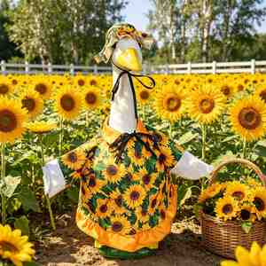 <b>Spring</b> Sunflower Outfit Porch Goose Clothes Costume 23" Geese Outdoor Patio Yard Lawn Art <b>Decoration</b> - Product Image 4