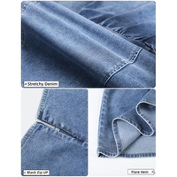Mini robe en jean moulante sans manches personnalisée HYT pour femmes, robes en jean évasées extensibles à col bateau