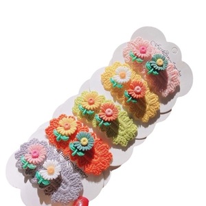 子供用可愛いデイジーフラワー子供用ヘアピン花飾りニットかぎ針ヘアピン女の子用スナップヘアアクセサリークリップ - Product Image 5