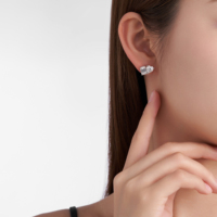 Boucles d'oreilles clous en argent sterling 925 avec moissanite taille cœur et taille émeraude pour femme, double pierre, couleur D, pureté VVS1