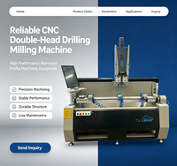 Machine de perçage et de fraisage CNC à double tête pour profilés aluminium, pour fenêtres et portes, avec localisation précise, faible bruit et alarme de panne