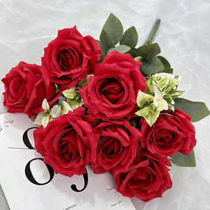 Once rosas grandes simuladas por ramo flores de seda para boda salón de bodas decoración de pared de fondo - Product Image 5