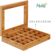 Boîte à capsules en bambou 24 compartiments, distributeur de capsules pliable, boîte à sachets de thé, boîte à café de table, boîte en bois pour sachets de café