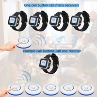 Système d'appel sans fil à 20 boutons et 3 téléavertisseurs pour montre-bracelet pour restaurant, hôtel, café ou bar.