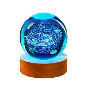 Drop Shipping Creative Colorful Solar System Crystal <strong>Ball</strong> 3D Engraving <strong>Moon</strong> Mars Earth Crystal <strong>Ball</strong> Car Ornaments - Product Image 5