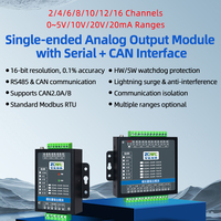 Module de sortie analogique industriel RS485/CAN 0-5V/0-10V/0-20V/0-20mA Précision 0,1% FS DAC 16 bits Isolé Montage sur rail DIN CAN